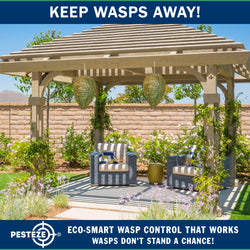 PESTEZE® USA Green Camo Paper Hanging Wasp Decoy Nest [11.8 x 8.6 Inch] Deters Several Wasp, Hornet & Yellow Jacket Species without Harsh Chemicals by Simulating Enemy Hives.