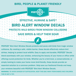 PESTEZE® UV Reflective Leaf Medley Anti Strike Static Cling Decals for Windows to Prevent Wild Bird Collisions [26 Decals/4 Pages] Bird Alert Window Decals Save Birds from Window Strikes & Help them Soar