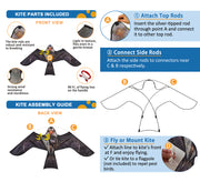 PESTEZE® USA Premium Realistic Eagle Kite with String- 47x27 Inch. EZ & Fun to Fly. Provides Humane Pest Bird Deterrence in Yards & Farms. Protects Vegetables, Fruits & Crops