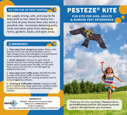 PESTEZE® USA Realistic Eagle Kite 47x27 Inch . EZ to Fly Fun. Provides Humane Bird Deterrence in Yards & Farms. Protects Vegetables, Fruits & Crops from Pest Birds