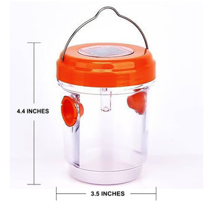 PESTEZE® Reusable Solar Hanging Wasp Trap with LED Light [Orange: 3.5 X 4.4 Inch] Attracts, Catches & Kills Wasp, Hornet, Yellow Jacket & Insect Species 24/7 without Harsh Chemicals. Waterproof