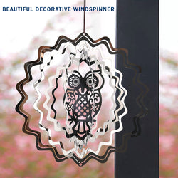 PESTEZE® Owl Stainless Steel Highly Reflective Decorative 3D Wind Spinner for Scaring Unwanted Pest Birds & Critters. 6 x 9 Inch Premium Shiny, Attractive, Sturdy, Everlasting & Humane Bird Control