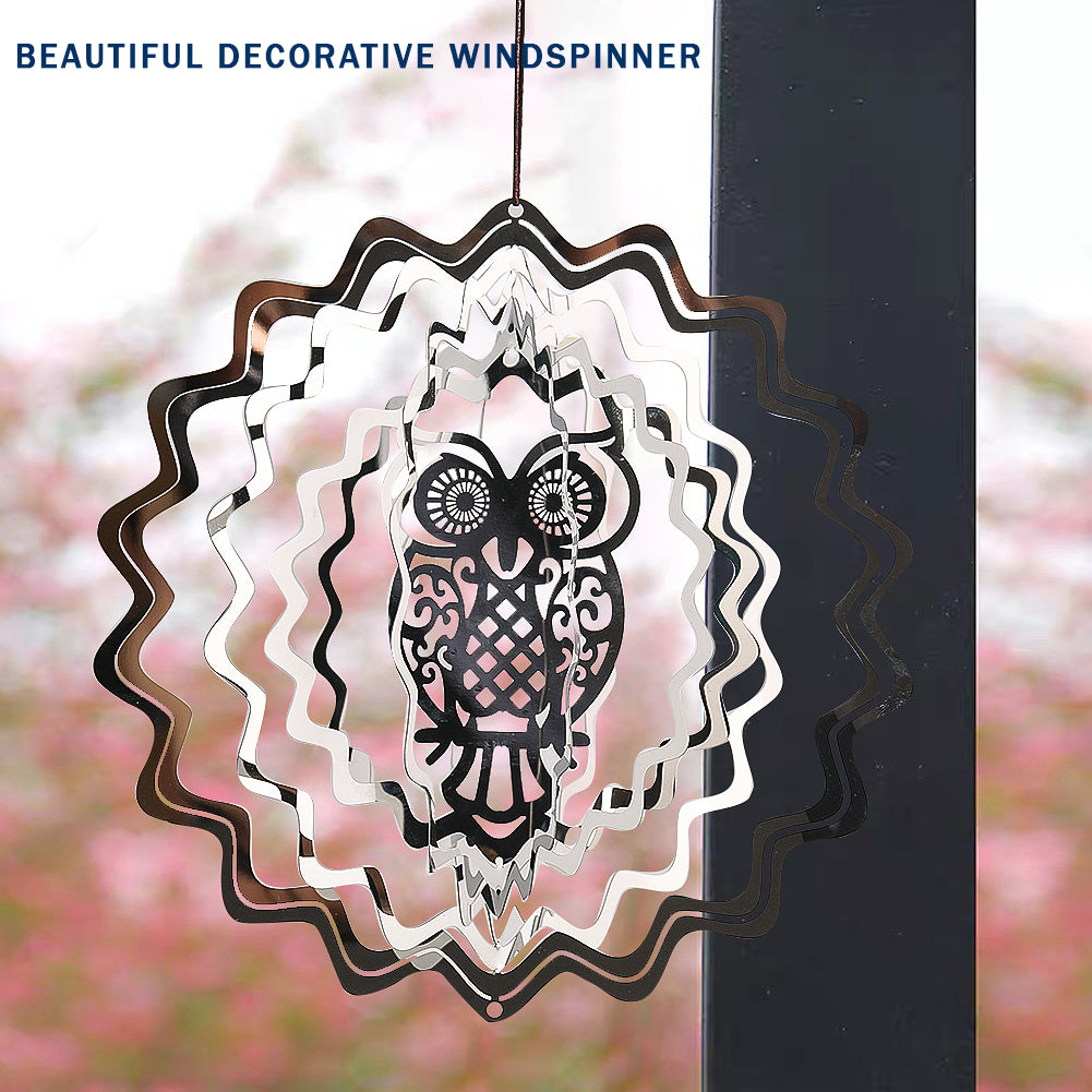 PESTEZE® Owl Stainless Steel Highly Reflective Decorative 3D Wind Spinner for Scaring Unwanted Pest Birds & Critters. 6 x 9 Inch Premium Shiny, Attractive, Sturdy, Everlasting & Humane Bird Control
