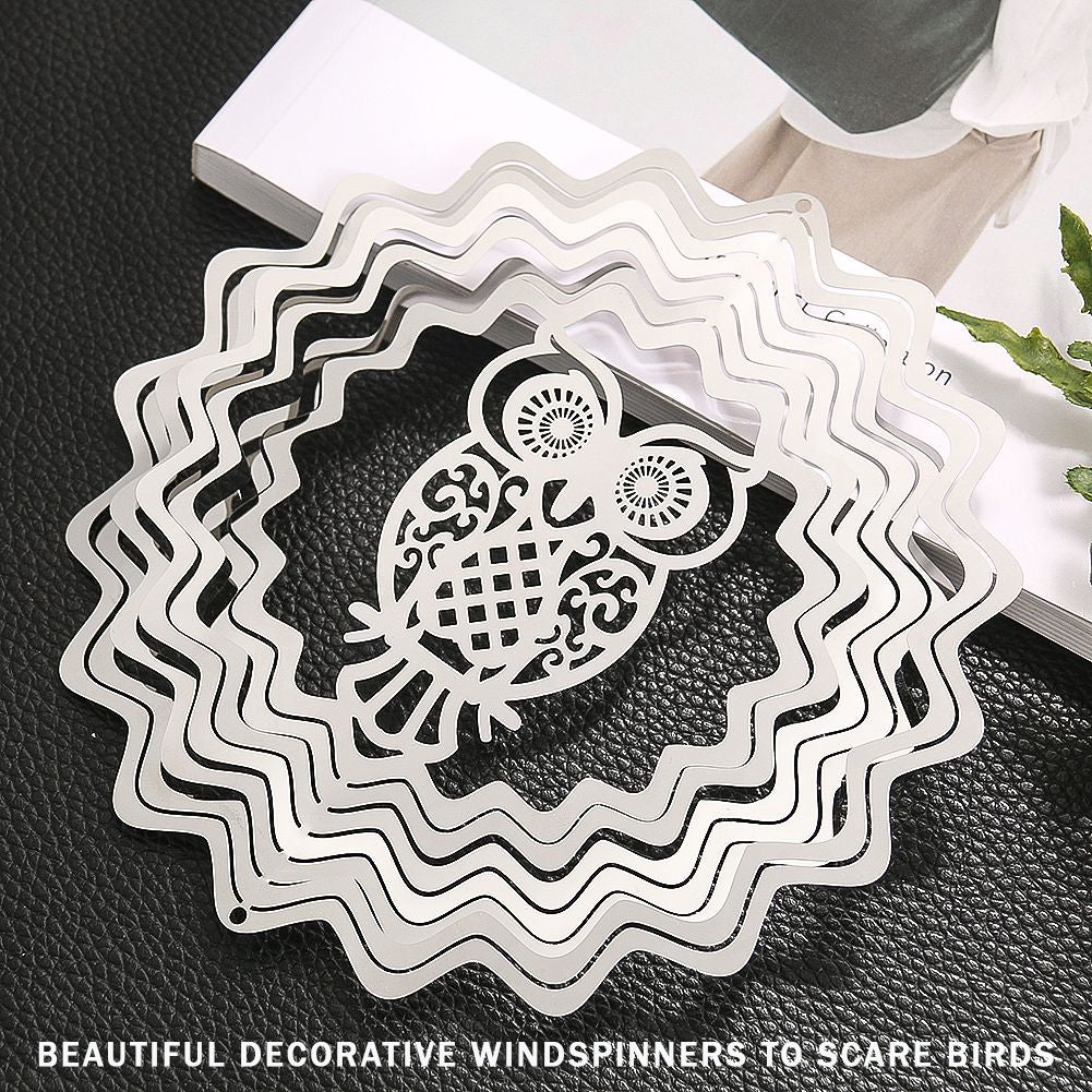 PESTEZE® Owl Stainless Steel Highly Reflective Decorative 3D Wind Spinner for Scaring Unwanted Pest Birds & Critters. 6 x 9 Inch Premium Shiny, Attractive, Sturdy, Everlasting & Humane Bird Control