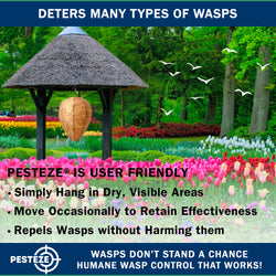 PESTEZE® USA Brown Waterproof Hanging Wasp Decoy Nest [2 Pack] Deters Several Wasp, Hornet & Yellow Jacket Species by Simulating Enemy Hives.