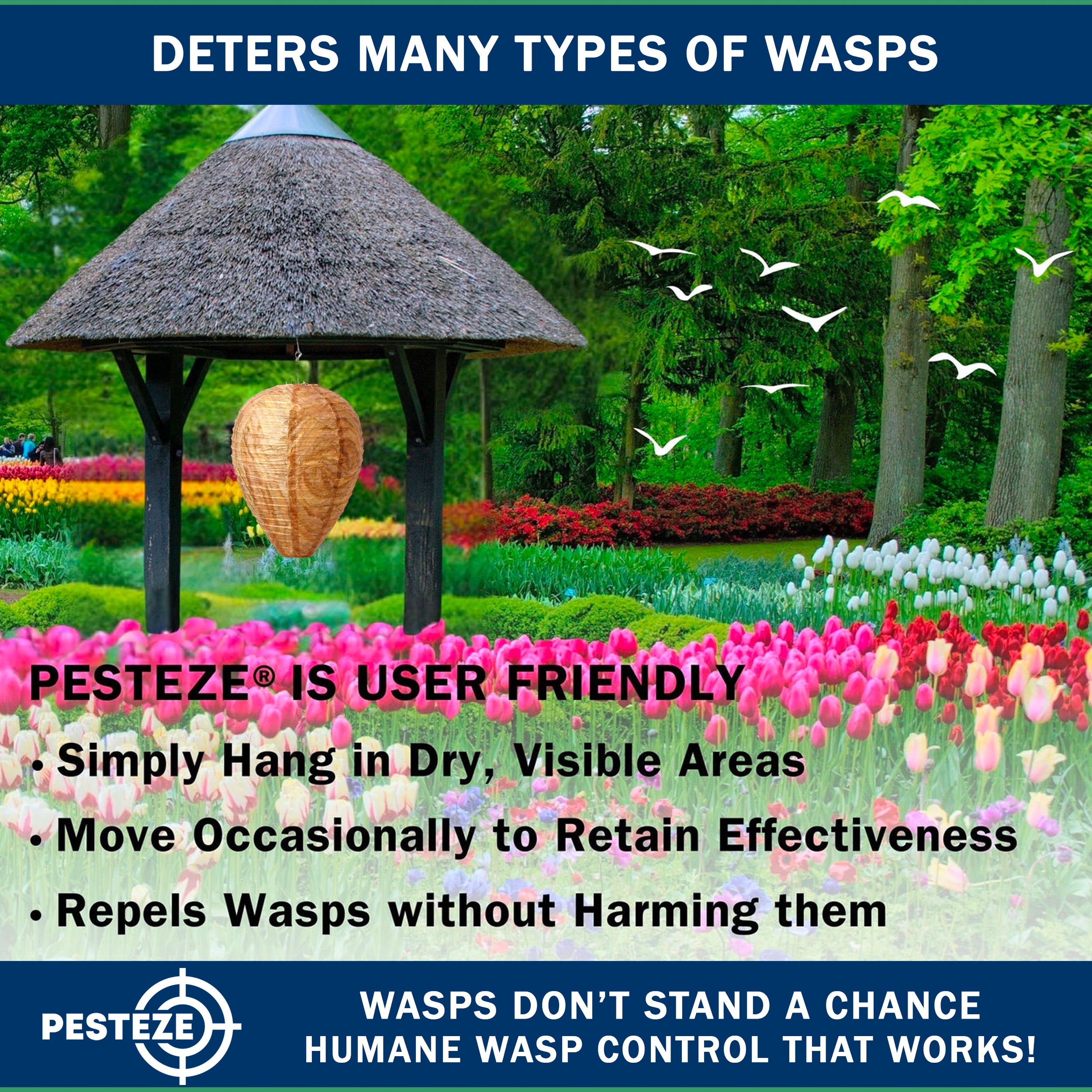 PESTEZE® USA Brown Waterproof Hanging Wasp Decoy Nest [2 Pack] Deters Several Wasp, Hornet & Yellow Jacket Species by Simulating Enemy Hives.