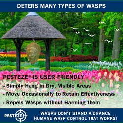 PESTEZE® USA Green Camo Paper Hanging Wasp Decoy Nest [11.8 x 8.6 Inch] Deters Several Wasp, Hornet & Yellow Jacket Species without Harsh Chemicals by Simulating Enemy Hives.