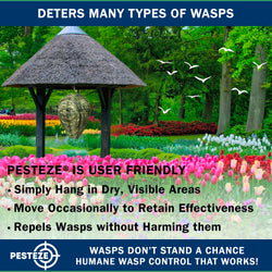 PESTEZE® USA Green Camo Waterproof Hanging Wasp Decoy Nest [11.8 x 8.6 Inch] Deters Several Wasp, Hornet & Yellow Jacket Species by Simulating Enemy Hives.
