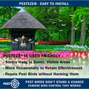 PESTEZE® USA Flying Hawk Bird Deterrent Kite, 13 ft Pole– Realistic 54x30 Inch Hawk Decoy Scare Device for Gardens, Yards, Boats & Farms– Repels Pest Birds like Crows, Pigeons, Seagulls, Geese Humanely