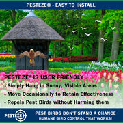 PESTEZE® USA Hawk Kite [47x27 Inch Kite with 13 Ft Flagpole] Provides Humane Bird Deterrence in Yards & Farms. Protects Vegetables, Fruits & Crops from Pest Birds & Critters