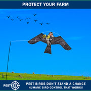 PESTEZE® USA Realistic Eagle Kite [2 Pack- 46 x 26 Inch with 13 ft Flagpole] Use in Yards & Farms to Protect Vegetables, Fruits & Crops from Pest Birds & Critters without Harming Them