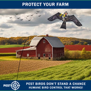 PESTEZE® USA Realistic Eagle Kite [2 Pack- 46 x 26 Inch with 13 ft Flagpole] Use in Yards & Farms to Protect Vegetables, Fruits & Crops from Pest Birds & Critters without Harming Them