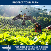 PESTEZE® USA Realistic Eagle Kite [2 Pack- 46 x 26 Inch with 13 ft Flagpole] Use in Yards & Farms to Protect Vegetables, Fruits & Crops from Pest Birds & Critters without Harming Them