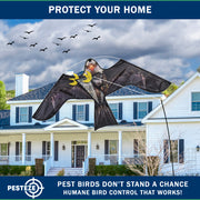 PESTEZE® USA Realistic Eagle Kite [2 Pack- 46 x 26 Inch with 13 ft Flagpole] Use in Yards & Farms to Protect Vegetables, Fruits & Crops from Pest Birds & Critters without Harming Them