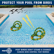PESTEZE® USA 27 Inch Inflatible Snake [2 Pack Curly Yellow-Green Color] Scares Pest Birds Like Ducks Woodpeckers, Sparrows, Pigeons, Crows, Gulls & Critters from Pools & Yards Without Harming them to Protect Property