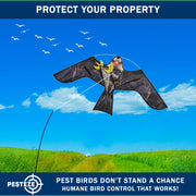 PESTEZE® USA Realistic Eagle Kite [2 Pack- 46 x 26 Inch with 13 ft Flagpole] Use in Yards & Farms to Protect Vegetables, Fruits & Crops from Pest Birds & Critters without Harming Them
