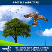 PESTEZE® USA Hawk Kite [47x27 Inch Kite with 13 Ft Flagpole] Provides Humane Bird Deterrence in Yards & Farms. Protects Vegetables, Fruits & Crops from Pest Birds & Critters