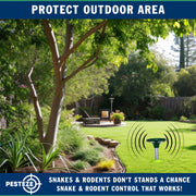 PESTEZE® Solar Snake & Rodent Sound Deterrent. Audible Sound Deters Snakes & Burrowing Rodents like Moles, Voles Gophers, Chipmunks, Groundhogs & Woodchucks from Destroying Gardens & Vegetables - Pesteze
