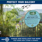 PESTEZE® USA Bird Deterrent Reflective Tape–Dual-Sided Holographic Bird Scare Ribbon (1in x 295ft) for Yards, Gardens & Buildings to Repel Nuisance Birds like Pigeons, Woodpeckers & Geese Without Harm