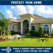 PESTEZE® Solar Snake & Rodent Sound Deterrent. Audible Sound Deters Snakes & Burrowing Rodents like Moles, Voles Gophers, Chipmunks, Groundhogs & Woodchucks from Destroying Gardens & Vegetables - Pesteze