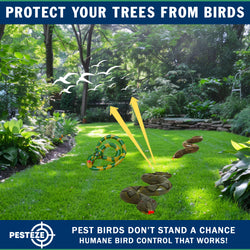PESTEZE® USA 39 Inch Realistic Inflatable Snakes [3 Pack Multi-Color - 1 Grey-Green + 1 Brown + 1 Yellow-Green] Scares Pest Birds Like Ducks Woodpeckers, Sparrows, Pigeons, Crows, Gulls & Critters from Pools & Yard Without Harming them to Protect Property
