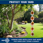 PESTEZE® USA Holographic Bird Deterrent Tape Strips, Reflective Bird Repellent Hanging Ribbon, 5 Pack 3.25 x 30 in, Scare Pigeons Crows Woodpeckers Away from Porch Patio Garden Roof Balcony Yard Decks