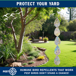 5 Piece PESTEZE® Holographic Shiny Water Droplet Repellents [3.25 x 30 inch] Reflection Scares Pest Birds like Woodpeckers, Sparrows, Pigeons, Crows & Gulls without Harming them to Protect Property