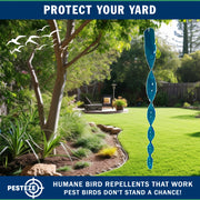 PESTEZE® USA Bird Scare Reflective Rods Bird Deterrent Outdoor Device for Birds Pigeons Crows Woodpeckers Sparrows Geese Reflective Spinners Bird Repellent for Patio Garden Roof Balcony [6 Pack Blue]