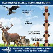 PESTEZE® USA 2 Pack Solar Nocturnal Animal Repeller– Flickering Red Light Deters Deer, Coyote, Fox, Skunk, Raccoon, Rabbit & Birds; Reusable Predator-Eye Deterrent for Yards, Gardens & Livestock Safety