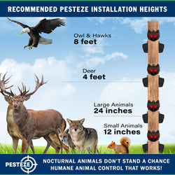 2 Pack PESTEZE® Reusable Solar Nocturnal Animal Repeller. Flickering Red Light Deters Unwanted Animals like Skunk, Deer, Coyote, Fox, Wolf, Rabbit, Raccoon & Birds to Protect Property & Livestock