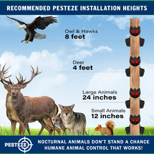 2 Pack PESTEZE® Reusable Solar Nocturnal Animal Repeller. Flickering Red Light Deters Unwanted Animals like Skunk, Deer, Coyote, Fox, Wolf, Rabbit, Raccoon & Birds to Protect Property & Livestock