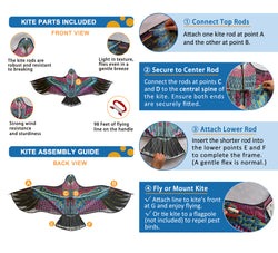 PESTEZE® USA Huge Red Eagle Kite [60x28 Inch] EZ & Fun to Fly. Also Provides Humane Bird Deterrence in Yards & Farms. Protects Vegetables, Fruits & Crops from Pest Birds & Critters