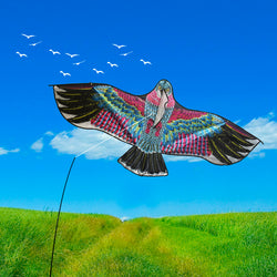 PESTEZE® USA Huge Red Eagle Kite [60x28 Inch Kite with 13 Ft Flagpole] Provides Humane Bird Deterrence in Yards & Farms. Protects Vegetables, Fruits & Crops from Pest Birds & Critters