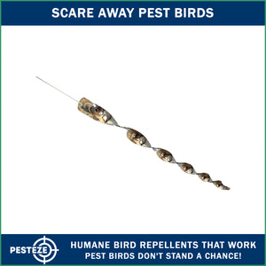 PESTEZE® USA Bird Scare Reflective Rods Bird Deterrent Outdoor Scare Device for Birds Pigeons Crows Woodpeckers Sparrows Reflective Spinners Bird Repellent for Patio Garden [1 Pack Silver Rod]