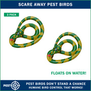 PESTEZE® USA 27 Inch Inflatible Snake [2 Pack Curly Yellow-Green Color] Scares Pest Birds Like Ducks Woodpeckers, Sparrows, Pigeons, Crows, Gulls & Critters from Pools & Yards Without Harming them to Protect Property