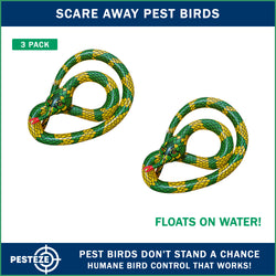 PESTEZE® USA 27 Inch Inflatible Snake [2 Pack Curly Yellow-Green Color] Scares Pest Birds Like Ducks Woodpeckers, Sparrows, Pigeons, Crows, Gulls & Critters from Pools & Yards Without Harming them to Protect Property
