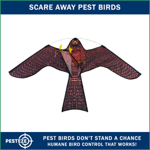 PESTEZE® USA Realistic Hawk Kite 47x27 Inch. EZ to Fly Fun Kite for Kids & Adults. Provides Humane Bird Deterrence in Yards & Farms. Protects Vegetables, Fruits & Crops from Pest Birds & Critters