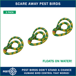PESTEZE® USA 27 Inch Inflatable Snake [3 Pack - Yellow-Green Color] Predators Pest Birds  like Woodpeckers, Sparrows, Pigeons, Crows, Gulls & Critters from Pools & Yards without Harming them to Protect Property