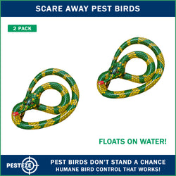 PESTEZE® USA 27 Inch Inflatible Snake [2 Pack Curly Yellow-Green Color] Scares Pest Birds Like Ducks Woodpeckers, Sparrows, Pigeons, Crows, Gulls & Critters from Pools & Yards Without Harming them to Protect Property