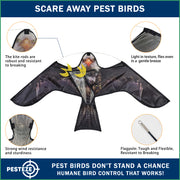 PESTEZE® USA Realistic Eagle Kite [2 Pack- 46 x 26 Inch with 13 ft Flagpole] Use in Yards & Farms to Protect Vegetables, Fruits & Crops from Pest Birds & Critters without Harming Them
