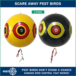 PESTEZE® USA Large 15 Yellow & Black Bird Predator-Eye Balloon Repellents [2 Pack Multi-Color] Deters Unwanted Pest Birds like Ducks Pigeons, Gulls, Geese & Critters from Pools & Yards Without Harming them to Protect Property