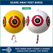 PESTEZE® USA Large 15 Yellow & White Bird Predator-Eye Balloon Repellents [2 Pack Multi-Color] Deters Unwanted Pest Birds like Ducks Pigeons, Gulls, Geese & Critters from Pools & Yards Without Harming them to Protect Property
