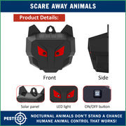 PESTEZE® USA 2 Pack Solar Nocturnal Animal Repeller– Flickering Red Light Deters Deer, Coyote, Fox, Skunk, Raccoon, Rabbit & Birds; Reusable Predator-Eye Deterrent for Yards, Gardens & Livestock Safety