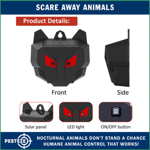 2 Pack PESTEZE® Reusable Solar Nocturnal Animal Repeller. Flickering Red Light Deters Unwanted Animals like Skunk, Deer, Coyote, Fox, Wolf, Rabbit, Raccoon & Birds to Protect Property & Livestock