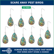 PESTEZE® USA Shiny Water Droplet Repellents with Swivel & Hanger [10 Pack, 3.25 x 5 inch] Reflection Predators Pest Birds like Woodpeckers, Sparrows, Pigeons, Crows & Gulls without Harming them