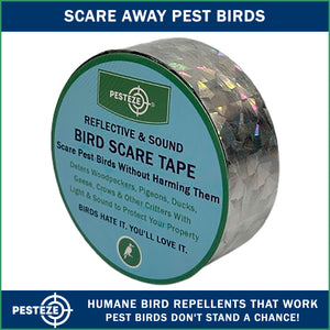 PESTEZE® Dual Sided Holographic Reflective & Sound Bird Scare Tape [2 Inch x 360 ft] Use in Yards & Farms to Protect Vegetables, Fruits, Crops & Buildings from Pest Birds & Critters without Harming them