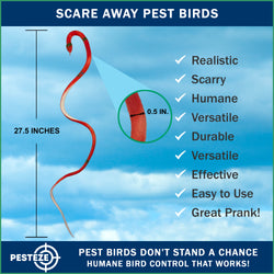 PESTEZE® Variety 27 Inch Realistic Rubber Snakes [5 Pack] Scares Pest Bids like Woodpeckers, Sparrows, Pigeons, Crows, Gulls & Critters without Harming them to Protect Property