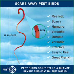 PESTEZE® Variety 27 Inch Realistic Rubber Snakes [5 Pack] Scares Pest Bids like Woodpeckers, Sparrows, Pigeons, Crows, Gulls & Critters without Harming them to Protect Property