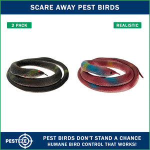 PESTEZE® USA Variety 27 Inch Realistic Rubber Snakes [2 Pack] Predators Pest Bids like Woodpeckers, Sparrows, Pigeons, Crows, Gulls & Critters without Harming them to Protect Property