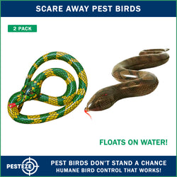 PESTEZE® USA 27 Inch Inflatible Snake [2 Pack - 1 Curly Yellow-Green + 1 Brown] Predators Pest Birds  like Woodpeckers, Sparrows, Pigeons, Crows, Gulls & Critters from Pools & Yards without Harming them to Protect Property